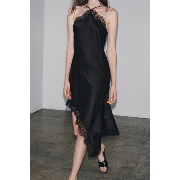 ZARA ZW COLLECTION SATIN LACE DRESS - Picture 1 of 8